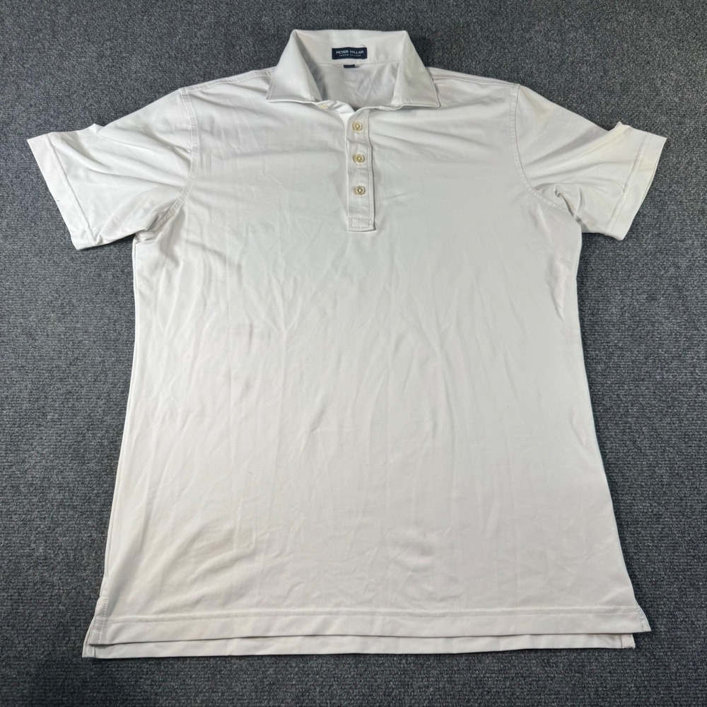 Peter Millar Crown Crafted Men Gray Performance Polo Shirt Size M Short Sleeve